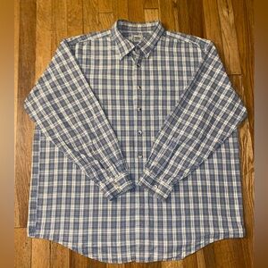 L.L. Bean Flannel Shirt in Blue and White Pattern Size XL